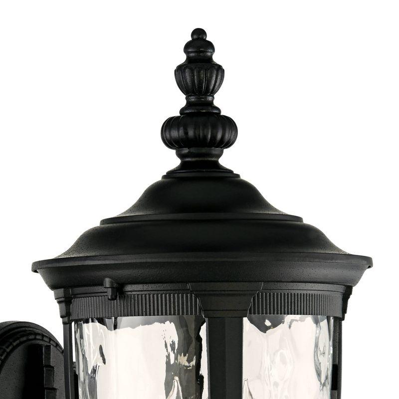 John Timberland Bellagio Vintage Rustic Outdoor Wall Light Fixture Textured Black Upbridge 21" Clear Hammered Glass for Post Exterior Barn Deck House