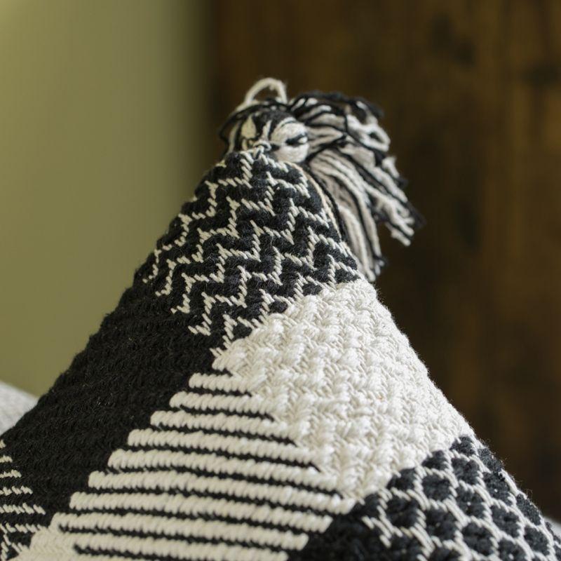 Handwoven Black and White Cotton Chevron Gingham Pillow