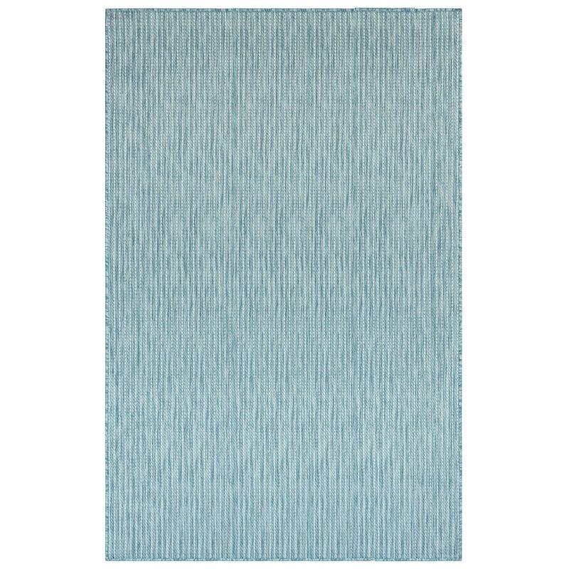 Aqua Stripe Easy-Care Rectangular Indoor/Outdoor Rug 3'9" x 5'7"