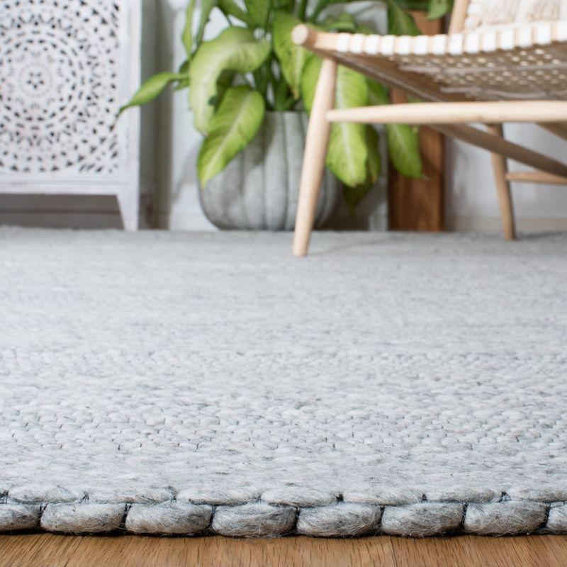 Marbella Round Gray Flat Woven Wool Rug - 4x6 Feet