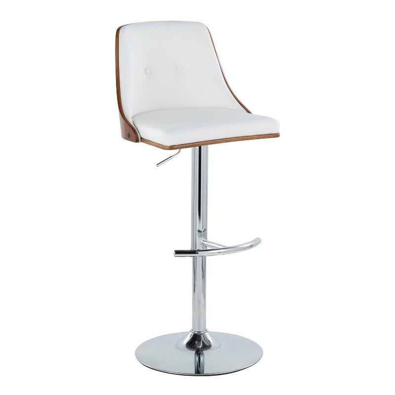 Set of 2 White Adjustable Swivel Barstools with Wood and Metal