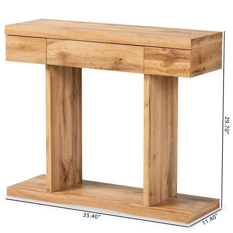 Otis Wood 3 Drawer Console Table Oak Brown - Baxton Studio: Sleek Storage, Modern Design, Space-Saving