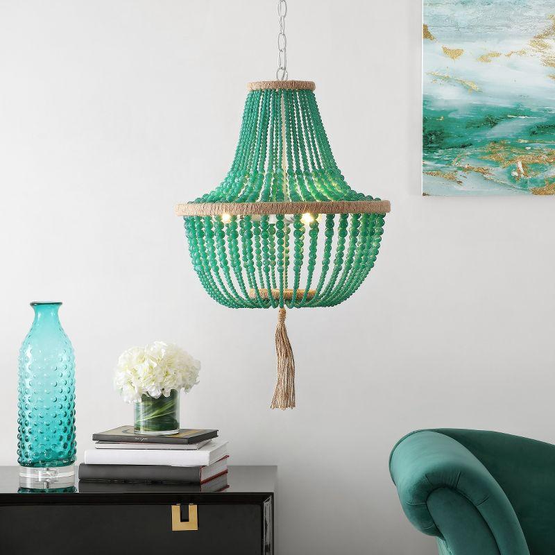 Lush Kristi Beads Pendant Lamp - LIT4477 - Green - Safavieh
