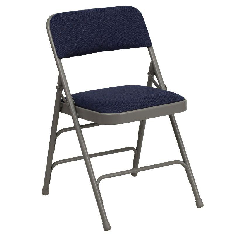 Flash Furniture 4 Pack HERCULES Series Curved Triple Braced & Double Hinged Navy Fabric Metal Folding Chair