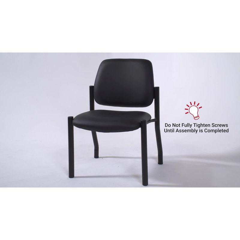 Sleek Mid-Back Armless Guest Chair in Antimicrobial Black Vinyl