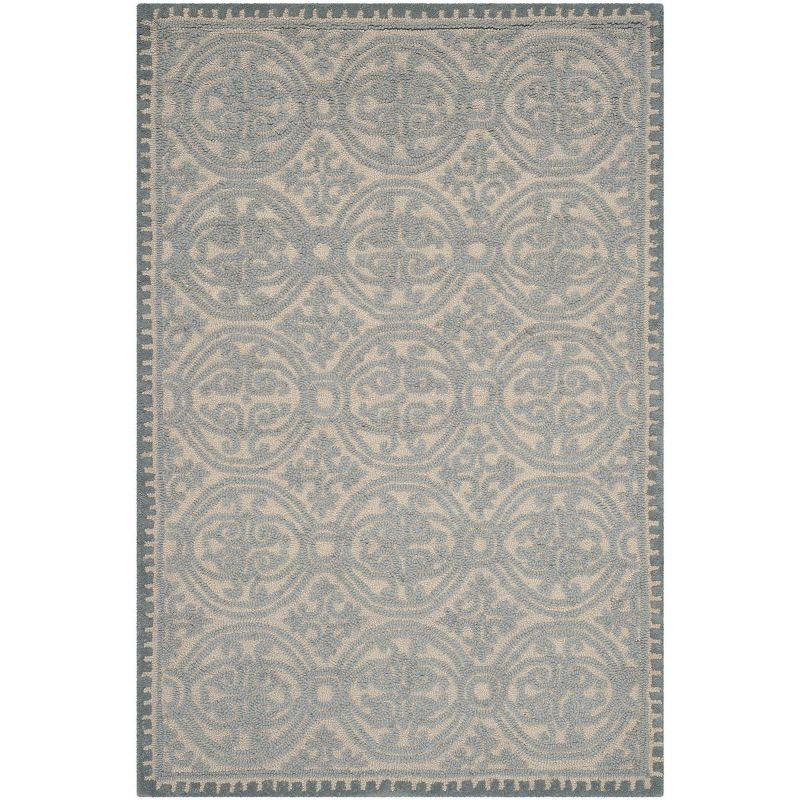 Dusty Blue Hand-Tufted Wool Geometric Area Rug 3' x 5'