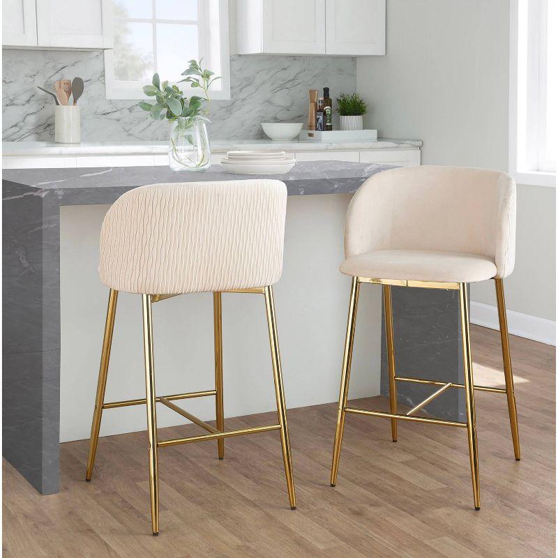 Set of 2 Fran Pleated Waves Counter Height Barstools - LumiSource