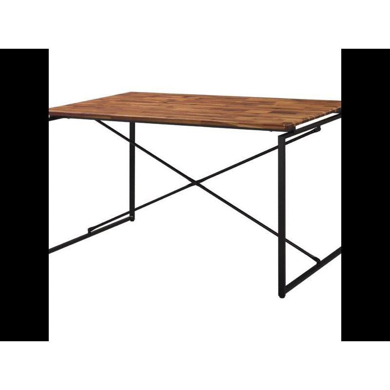 48" Jurgen Dining Table Oak/Black - Acme Furniture: Metal Sled Base, PU Padded Seats