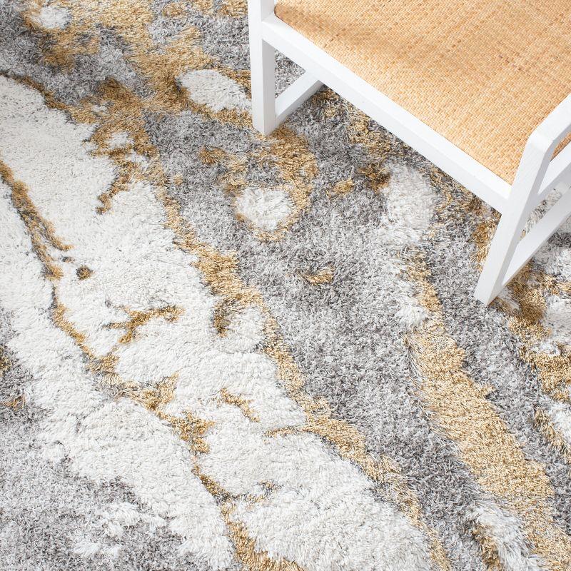 Horizon Shag 800 HZN890 Machine Made Area Rug - 5'x5' - Grey/Gold - Safavieh