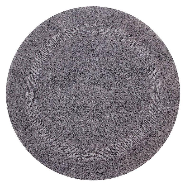 Lux Gray 30" Round Cotton Bath Mat Rug