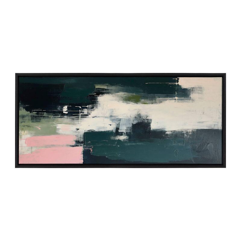 Kate & Laurel All Things Decor 18"x40" Sylvie Emerald Blush Framed Canvas by Amy Lighthall Black