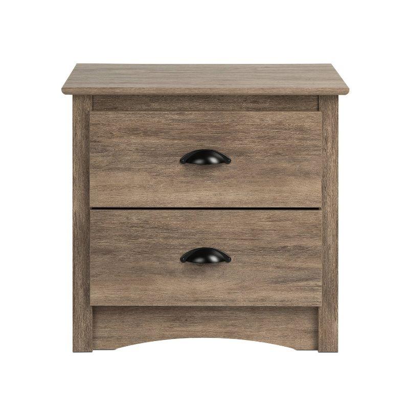Salt Spring 2 Drawer Nightstand Drifted Gray - Prepac: Coastal Style, Black Metal Handles