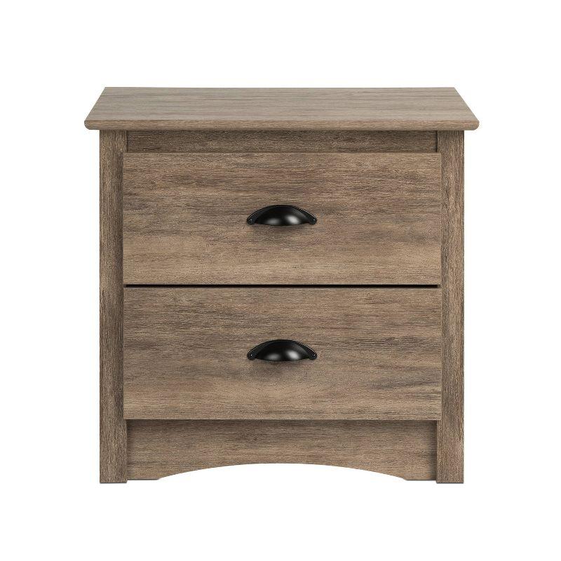 Drifted Gray Coastal 2-Drawer Nightstand with Metal Handles