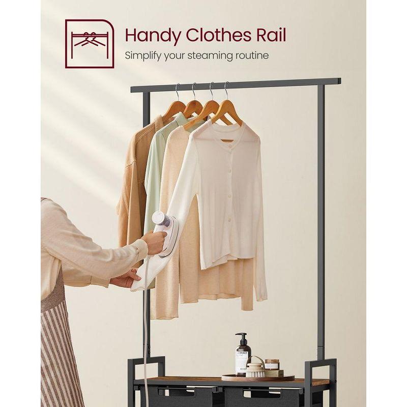 VASAGLE Clothes Rack with Laundry Hamper Removable Laundry Basket with Shelf Rustic Brown and Black