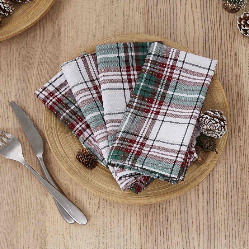 Holiday Plaid Red and Green Cotton Napkin Set