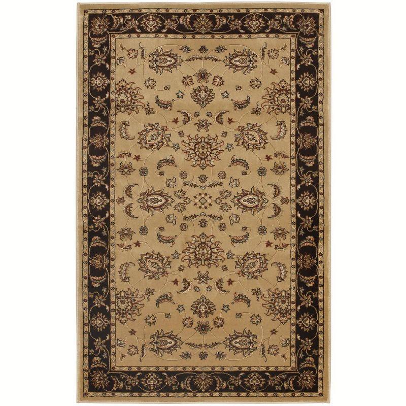 Camel and Brown Rectangular Synthetic Area Rug 64" x 40"