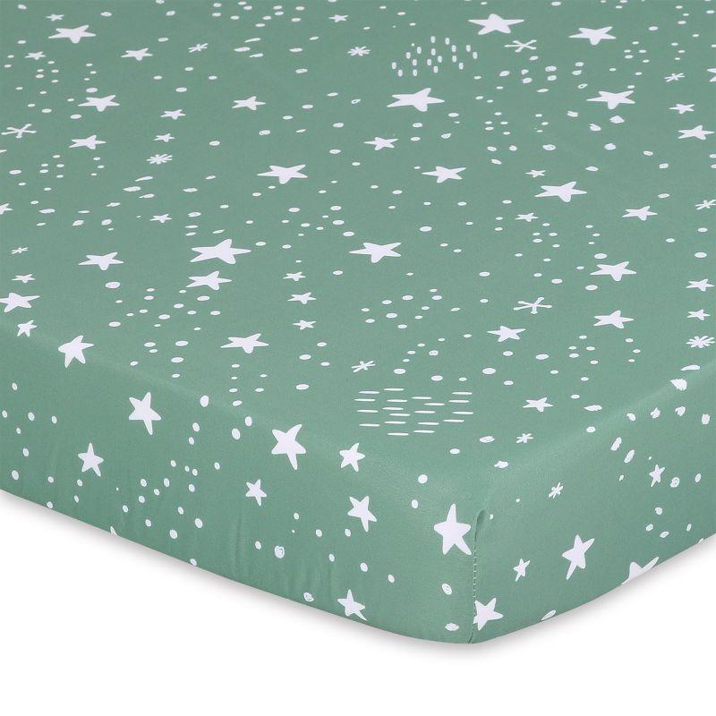 The Peanutshell Mini Crib Sheet Set - 3 Pack - Multiuse for Pack & Play, Playard, Playpen, Mini Crib - Green Safari Animals