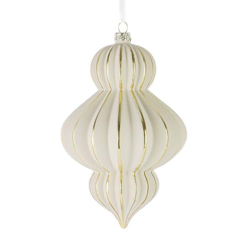 White and Gold Glass Finial Christmas Tree Ornament Set of 3