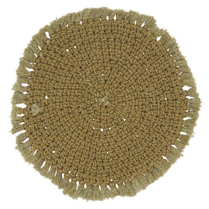 Beige Round Macrame Fabric Placemats Set of 4