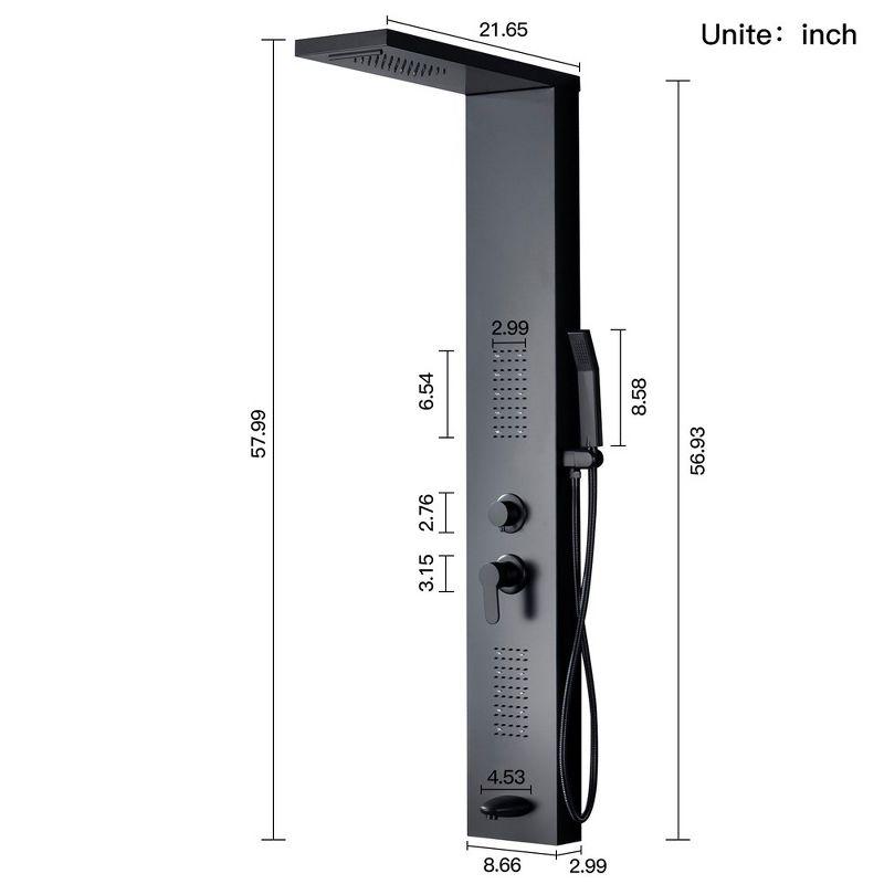 Matte Black LED Rainfall Shower Panel with Handheld Wand