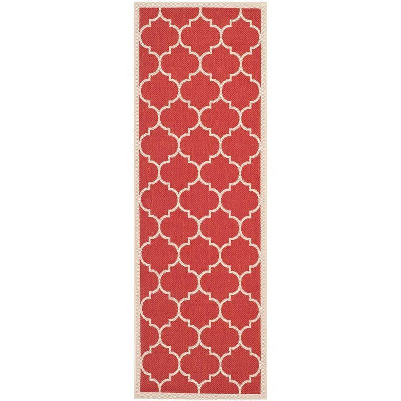 Courtyard CY6914 Power Loomed Indoor/Outdoor Runner Rug - Red/Bone - 2'3"x6'7" - Safavieh.