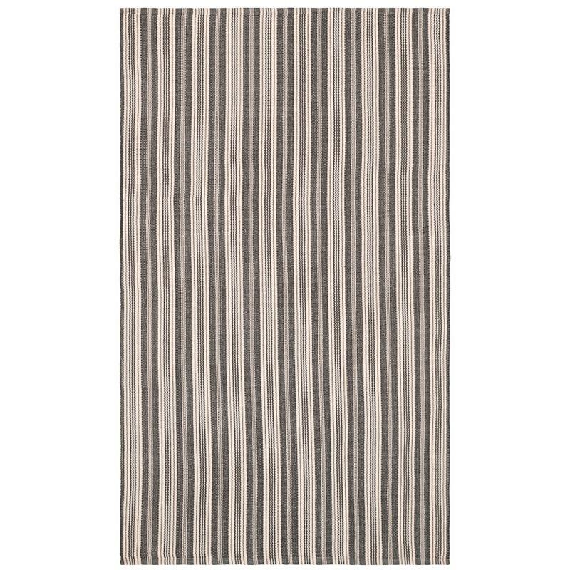 Grey and Ivory Stripe Handwoven Synthetic 4' x 6' Area Rug