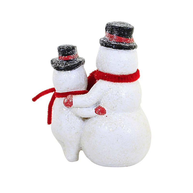 6.0 Inch Snowman Pair Winter Tree Glittered Figurines