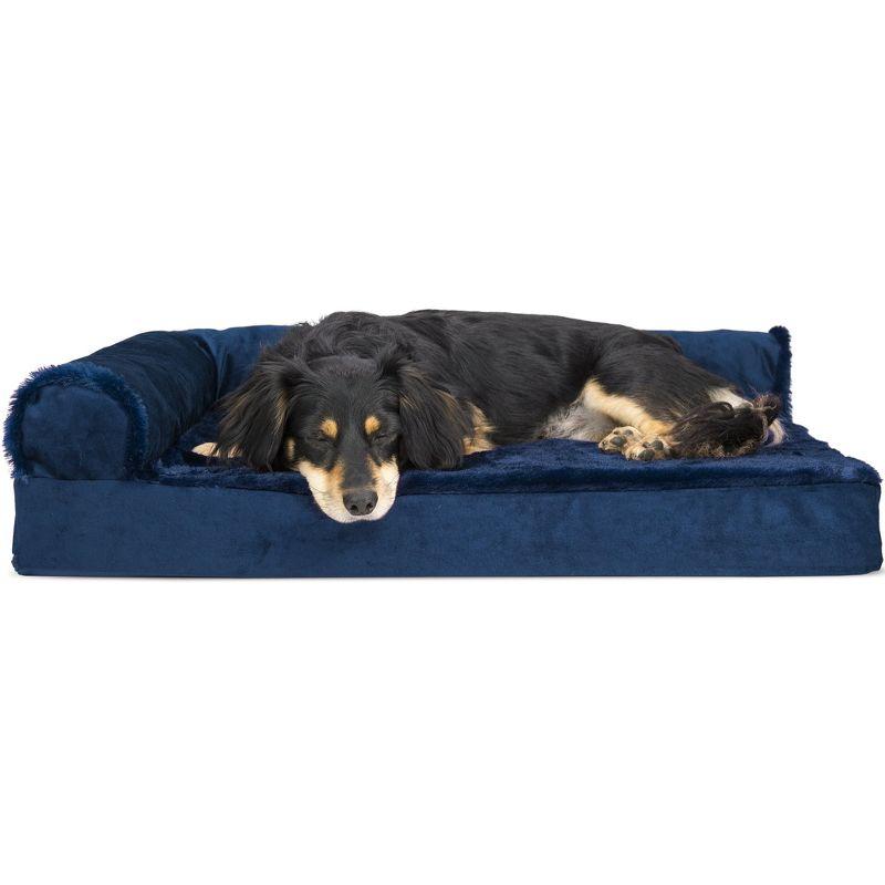 FurHaven Plush & Velvet Deluxe L-Chaise Orthopedic Pet Bed