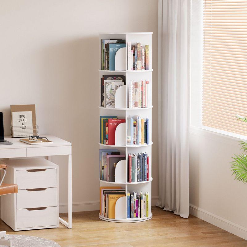 SpaceAid Rotating Bookshelf Tower, 360° Spinning Bookcase Lazy Susan, Revolving Round Carousel For Book Storage, Vertical Turning Spiral Corner Organizer
