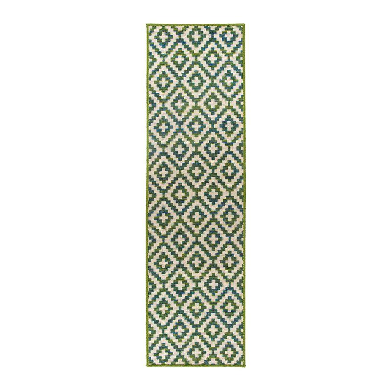 World Rug Gallery Contemporary Geometric Trellis Indoor/Outdoor Area Rug - GREEN 2'x7'