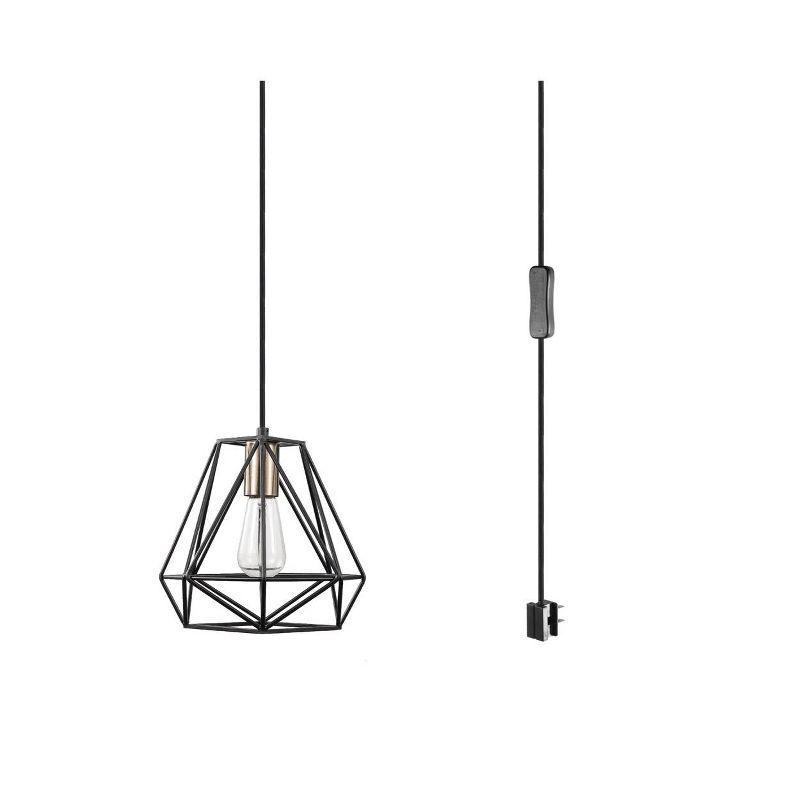 Sansa Dark Bronze Geometric Cage Pendant Light