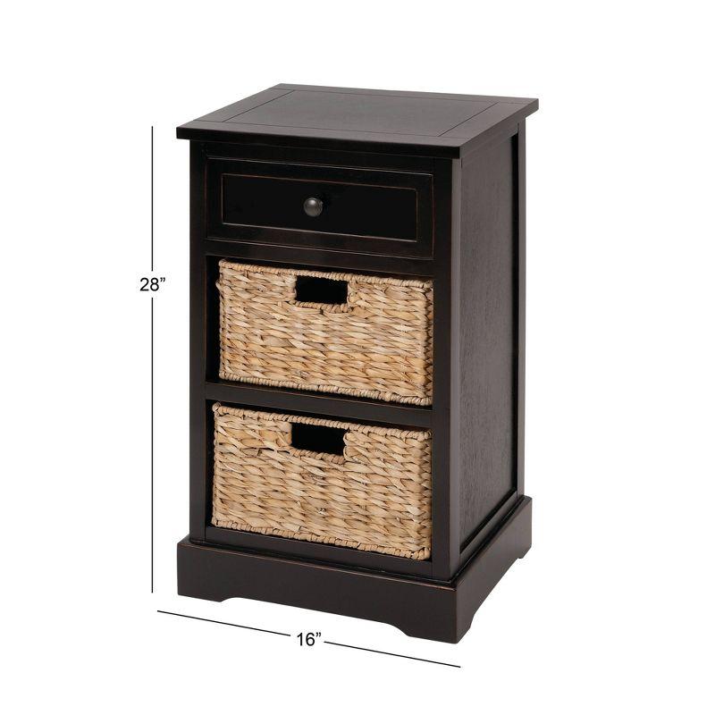 Farmhouse Wooden Chest with Wicker Basket Drawers Black - Olivia & May: No Assembly, Indoor Use, MDF Composite