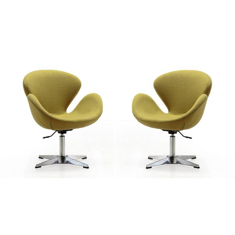 Set of 2 Raspberry Faux Leather Adjustable Swivel Chairs Green - Manhattan Comfort