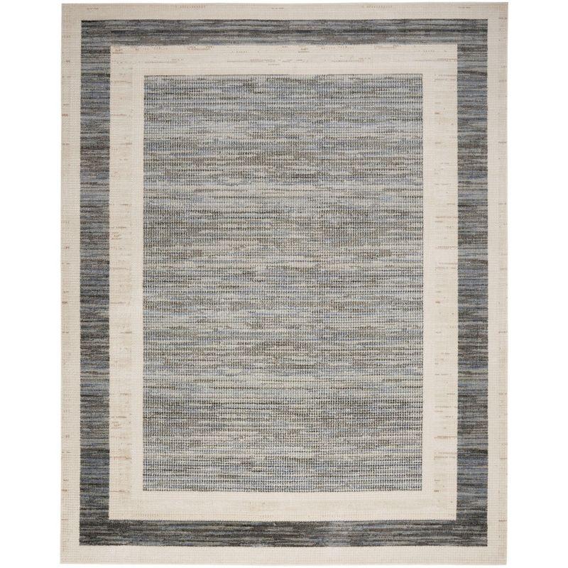 Grey Ivory Geometric 5' x 7' Synthetic Area Rug