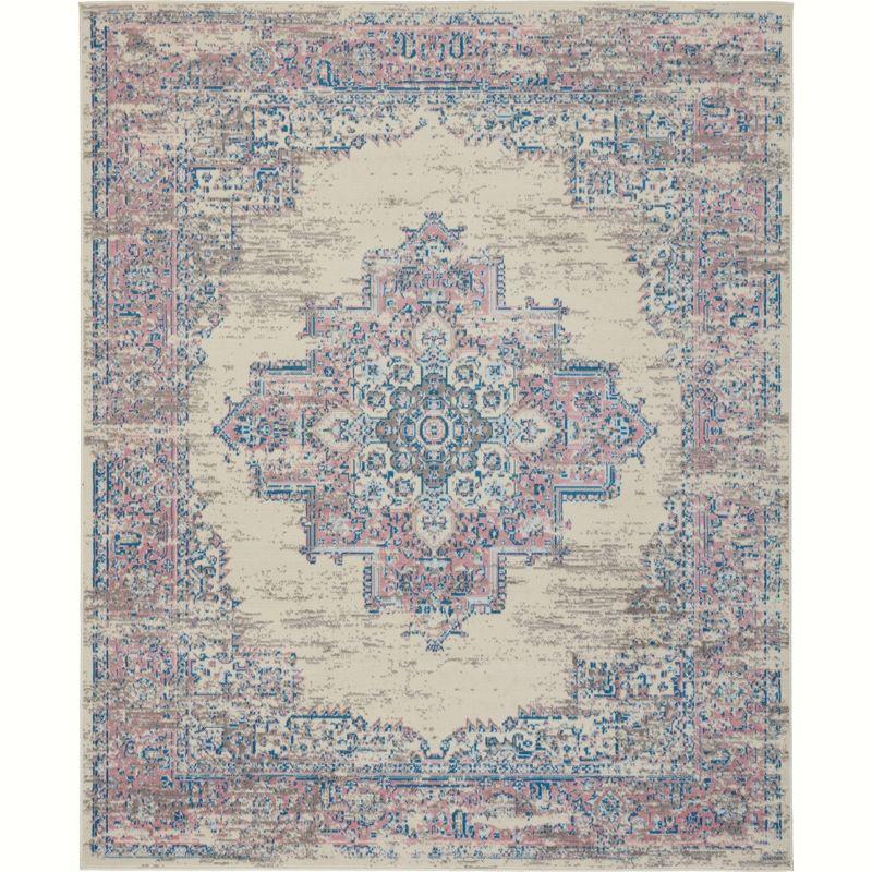 Nourison Grafix GRF14 Ivory/Pink Area Rug 7'10" x 9'10"