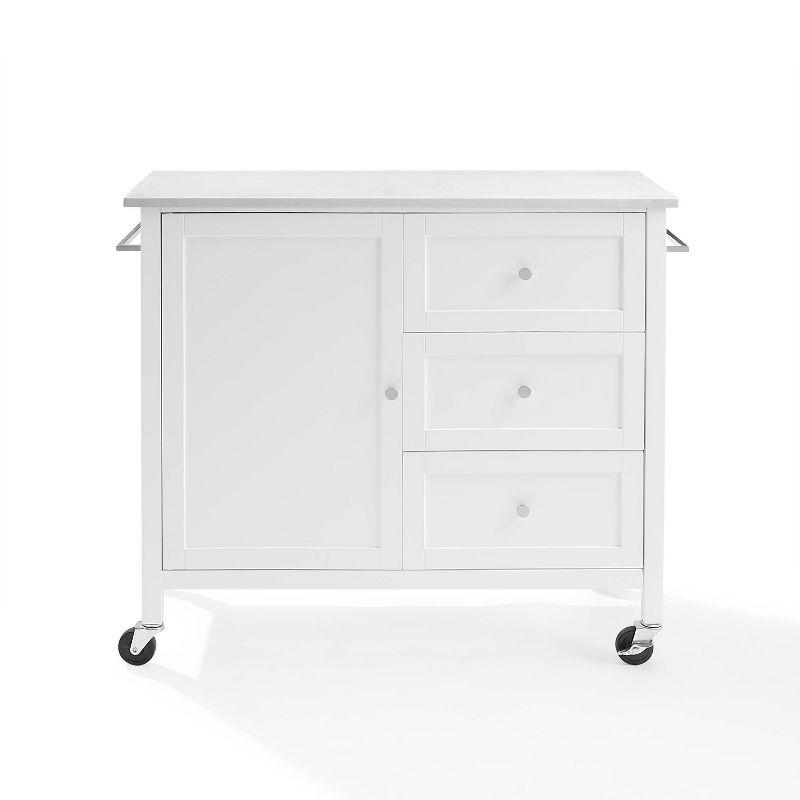 Soren 44" White Stone Top Kitchen Island Cart