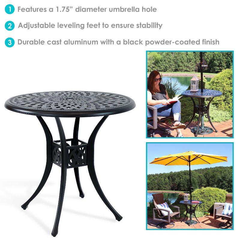 Sunnydaze 30.75" Round Sigonella Cast Aluminum Outdoor Patio Table, Black