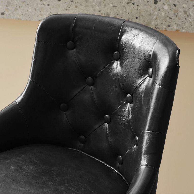 Bar Stools Set of 2,Adjustable Swivel Barstools, Faux Leather Bar Chairs,Upholstered Counter Height with High Backrest for Kitchen Island, Black