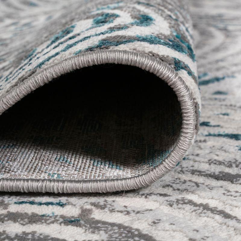 3'x5' Timeworn Modern Abstract Area Rug, Gray/Turquoise - JONATHAN Y