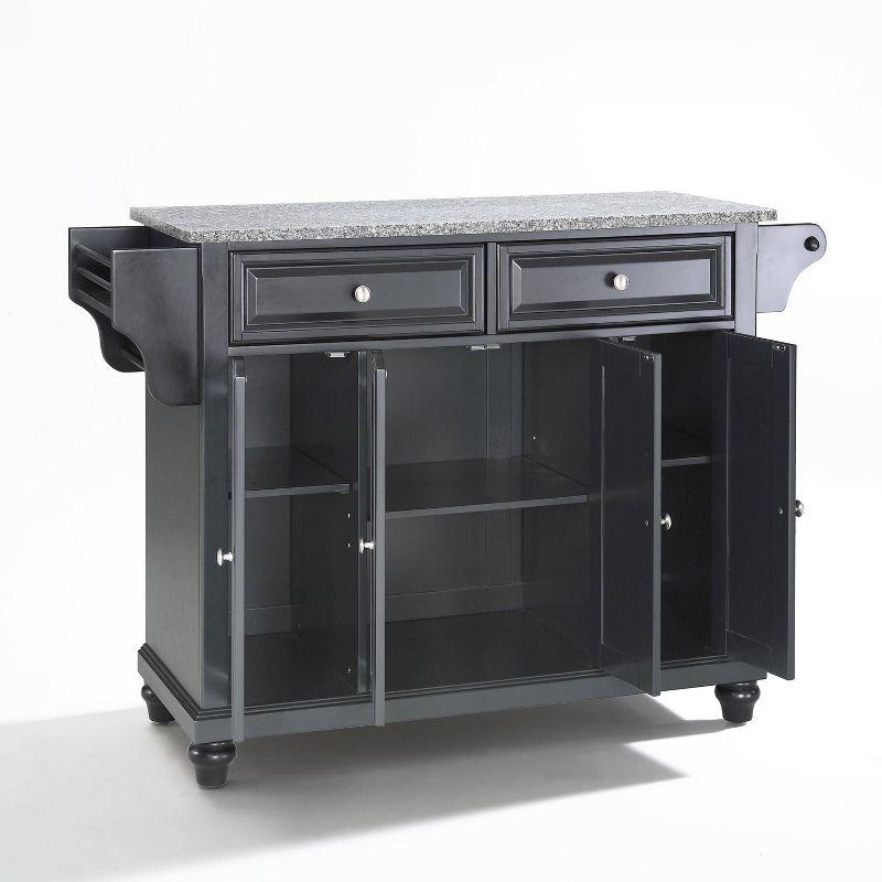 Crosley Cambridge Granite Top Full Size Kitchen Island/Cart Black/Gray: With Adjustable Shelves, Towel Bar, Wood Frame