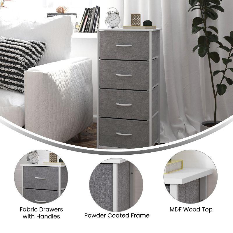 Flash Furniture 4 Drawer Dresser-Natural Wood Top/White Iron Frame/Natural Drawers-White Handles