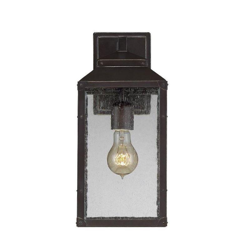 Brennan Bronze and Gold Outdoor Wall Lantern with Seeded Glass