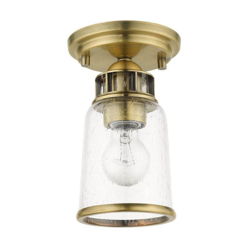 Livex Lighting Lawrenceville 1 - Light Flush Mount in  Antique Brass