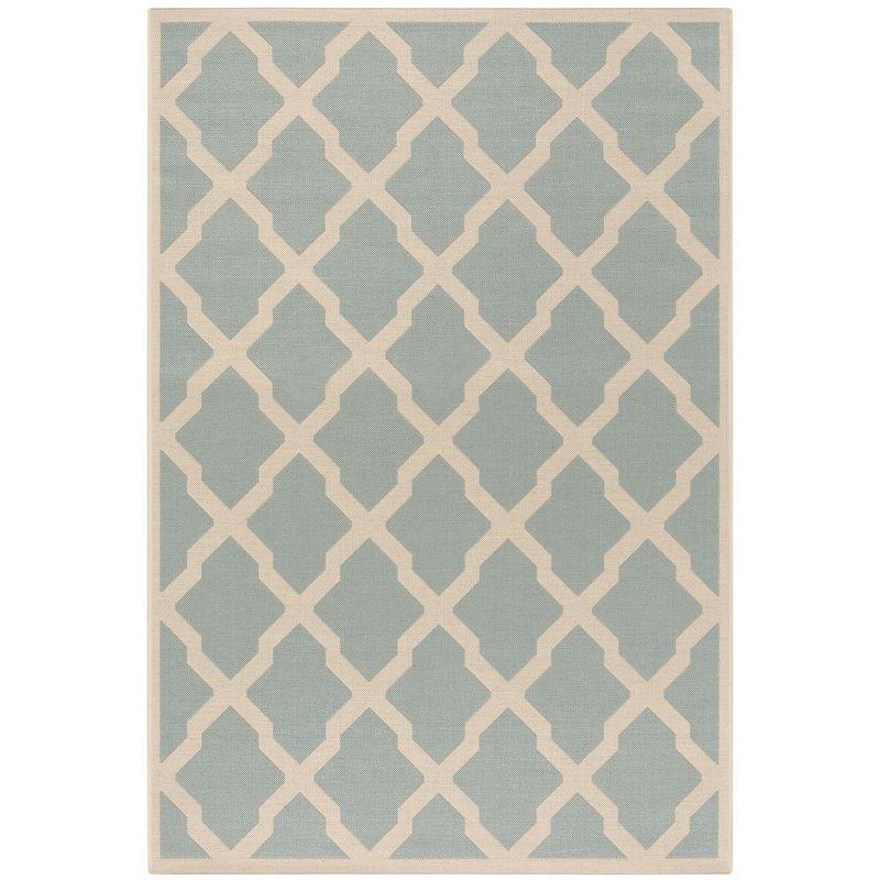 Beach House BHS122 Power Loomed Indoor/Outdoor Accent Rug - Aqua/Cream - 3'x5' - Safavieh