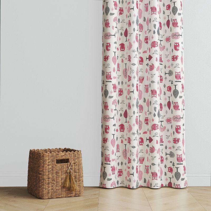 Bacati - Owls in the Woods Pink/Grey Curtain Panel