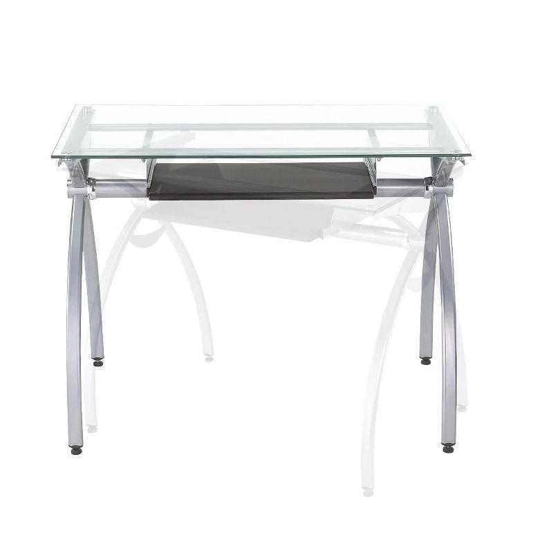 Arcadia Clear Glass Top Writing Desk with Keyboard Tray