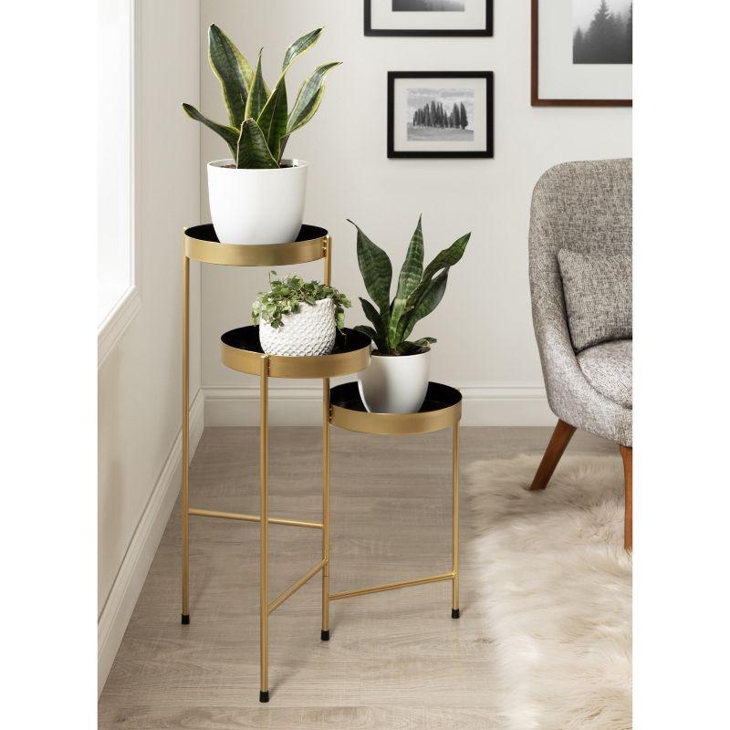 Finn Black and Gold Metal Tri-Level Plant Stand