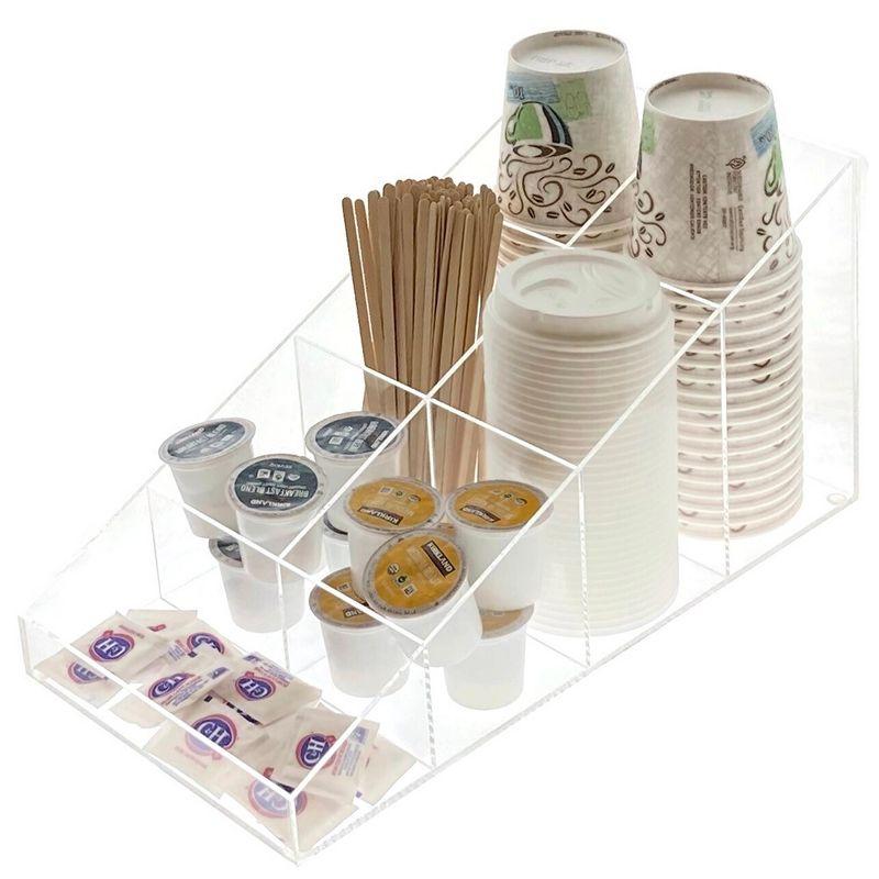 OnDisplay Java Joe Acrylic Breakroom.Kitchen Coffee Station Organizer for Cups/Lids/Sugar/Tea/Stirrers