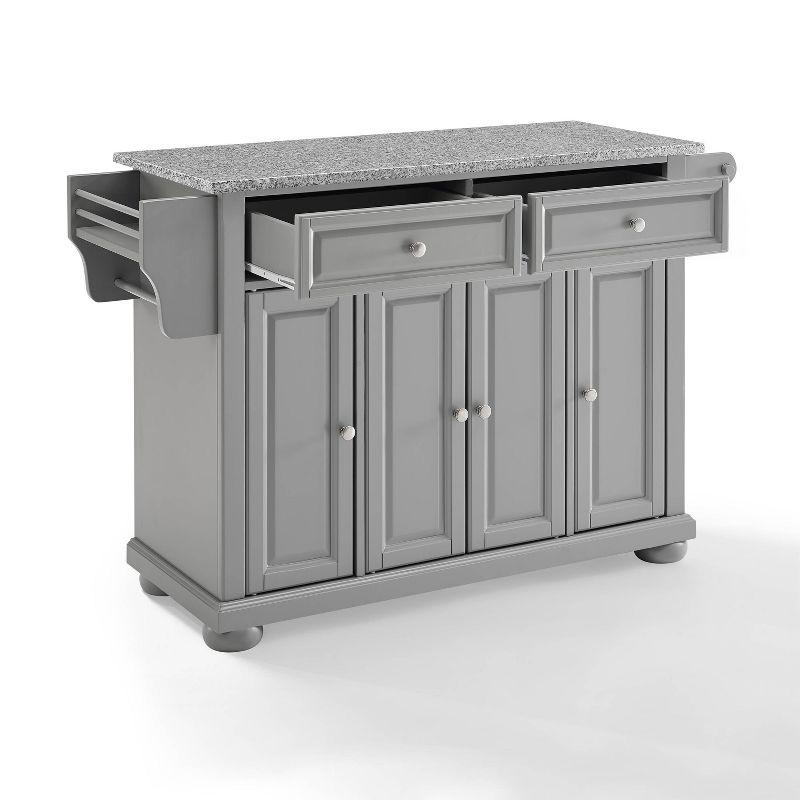 Alexandria Kitchen Island with Solid Granite Top Vintage Gray - Crosley: Adjustable Shelves, Storage Space, Nickel Hardware