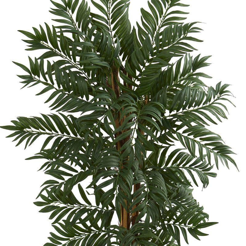 5' Artificial Parlor Palm Tree in Decorative Planter Green/Brown - Nearly Natural: Faux Foliage, Indoor Accent